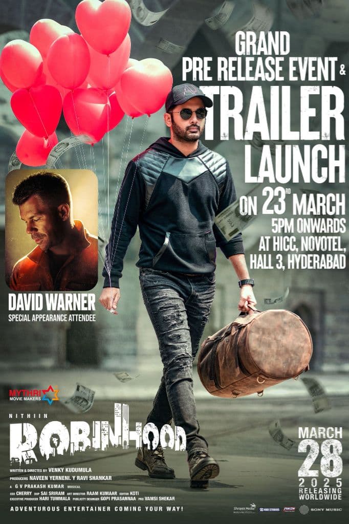 Robinhood: Nithiin and Sreeleela’s Action-Comedy Set for a Grand Release on March 28